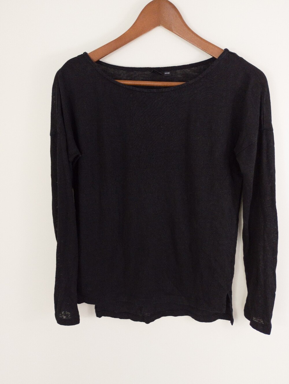 Icone Linen Black Long Sleeve Top Size XS